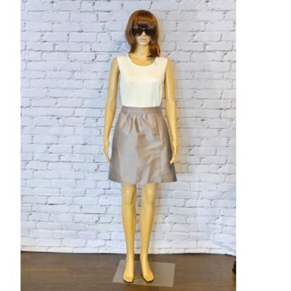 ANN TAYLOR - the Loft, Gray/silver 100% silk skirt - Picture 4 of 8